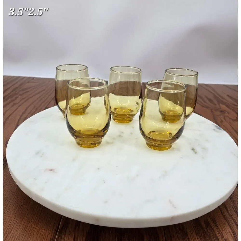 Set‎ of 6 Vintage Amber Glasses – Mid-Century Modern Style
